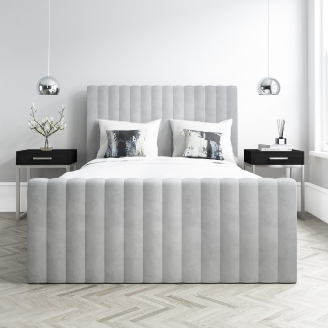 GRADE A2 - Side Opening Grey Velvet King Size Ottoman Bed - Khloe