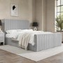 ONLY OPENED - Khloe King Size Side Ottoman Bed in Silver Grey Velvet