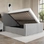 ONLY OPENED - Khloe King Size Side Ottoman Bed in Silver Grey Velvet