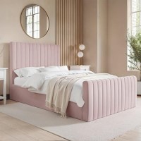 Pink Velvet Double Side-Lift Ottoman Bed - Khloe Pink Velvet Double Side-Lift Ottoman Bed - Khloe