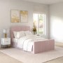 ONLY OPENED - Khloe Double Side Ottoman Bed in Baby Pink Velvet