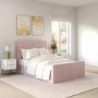 Side Opening Pink Velvet Small Double Ottoman Bed - Khloe