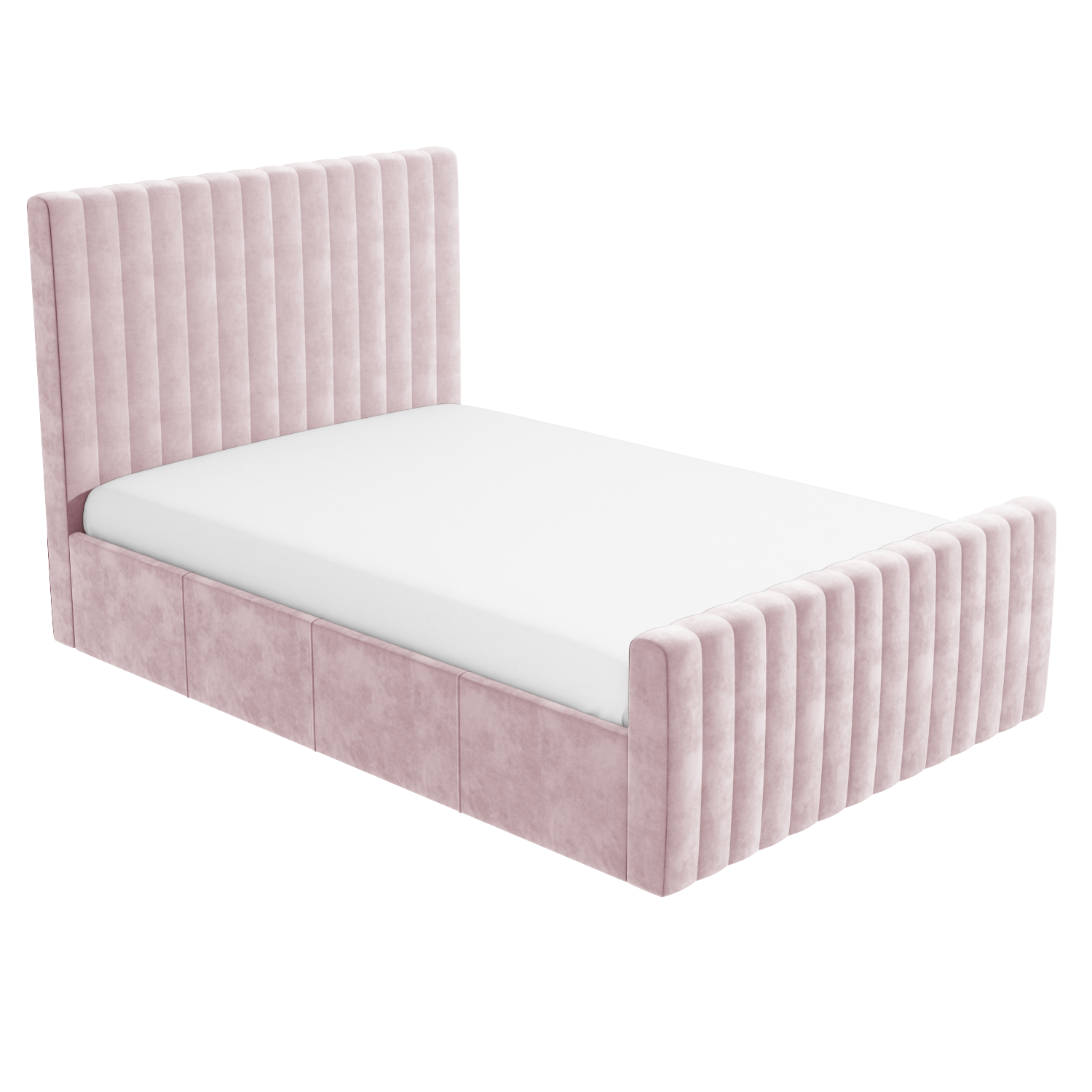 Double Side-Opening Ottoman Bed in Blush Pink Velvet - Khloe - Furniture123