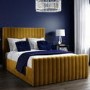 GRADE A1 - Khloe Velvet Double Ottoman Bed in Mustard Yellow