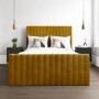Side Opening Mustard Velvet Double Ottoman Bed - Khloe