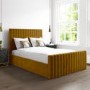 Side Opening Mustard Velvet Double Ottoman Bed - Khloe