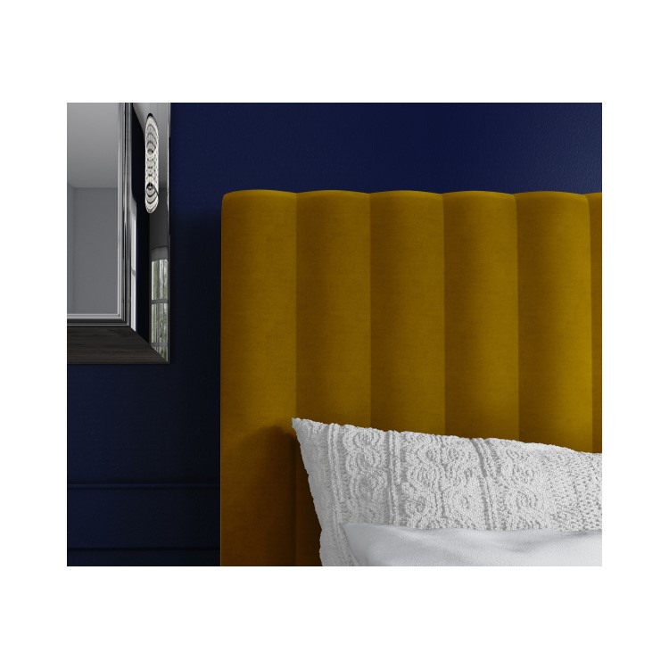 GRADE A1 - Khloe Velvet Double Ottoman Bed in Mustard Yellow