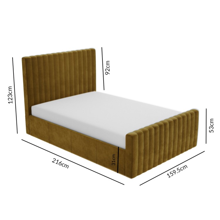 Side Opening Mustard Velvet King Size Ottoman Bed - Khloe