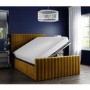 GRADE A1 - Khloe Velvet Double Ottoman Bed in Mustard Yellow