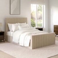 Side Opening Beige Velvet Small Double Ottoman Bed - Khloe