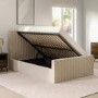 ONLY OPENED - Khloe Small Double Side Ottoman Bed in Beige Velvet