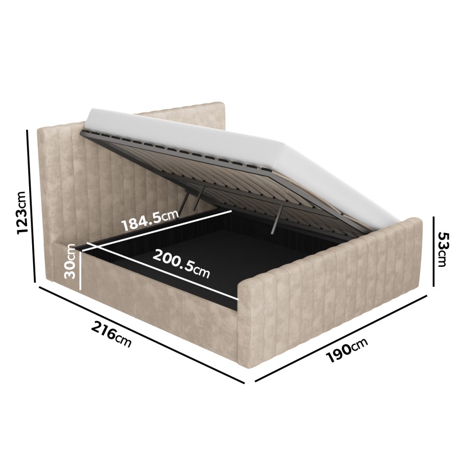 GRADE A1 - Beige Super King Size Ottoman Bed - Khloe