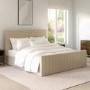 Side Opening Beige Velvet Super King Ottoman Bed - Khloe