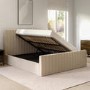 Side Opening Beige Velvet Super King Ottoman Bed - Khloe