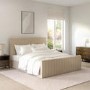 Side Opening Beige Velvet Super King Ottoman Bed - Khloe