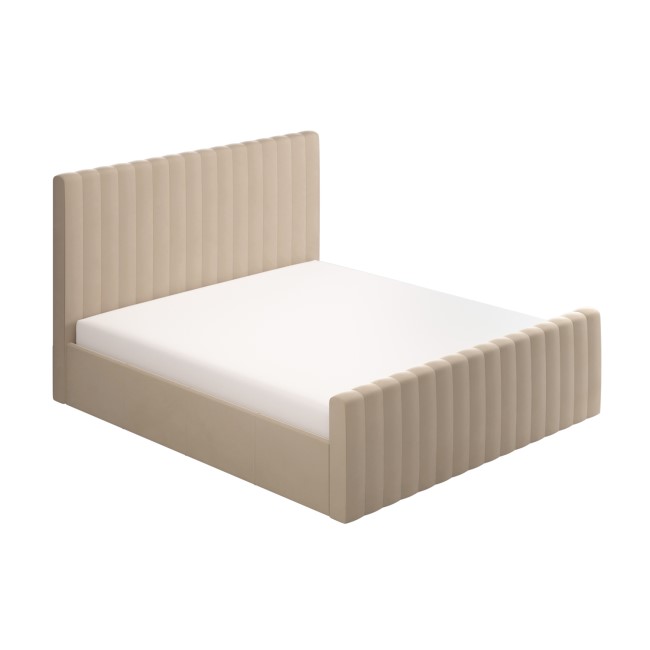 Side Opening Beige Velvet Super King Ottoman Bed - Khloe