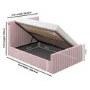 Pink Velvet Small Double Side-Lift Ottoman Bed - Khloe