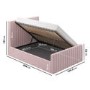 Pink Velvet Small Double Side-Lift Ottoman Bed - Khloe