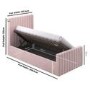 Pink Velvet Single Side-Lift Ottoman Bed - Khloe