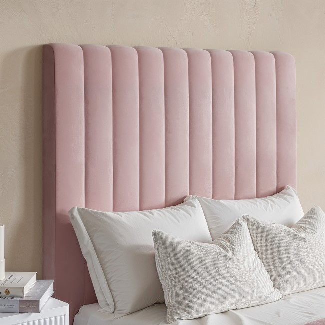 Pink Velvet Single Side-Lift Ottoman Bed - Khloe