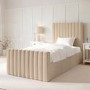 ONLY OPENED - Side Opening Beige Velvet Single Ottoman Bed - Khloe