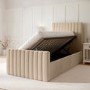 Beige Velvet Single Side-Lift Ottoman Bed - Khloe