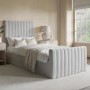 Grey Velvet Single Side-Lift Ottoman Bed - Khloe