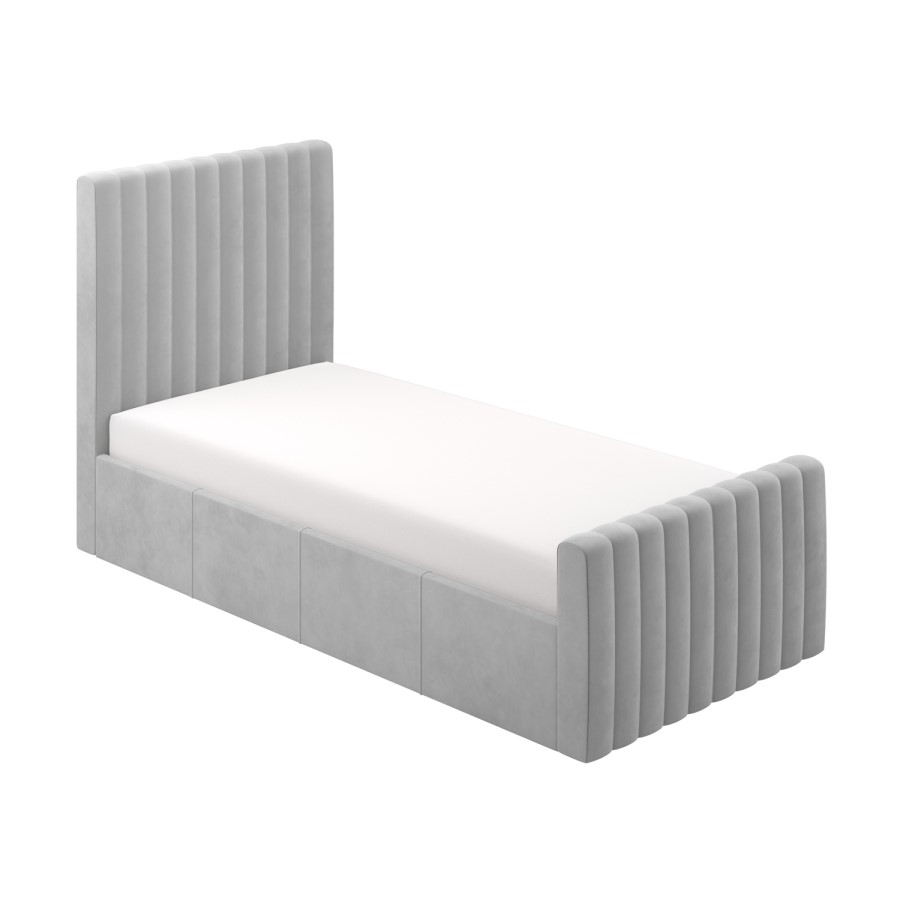 GRADE A1 - Grey Velvet Single Side-Lift Ottoman Bed - Khloe