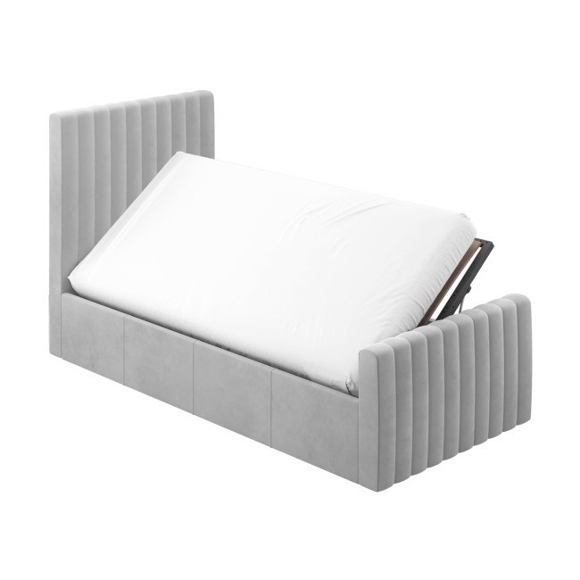 Grey Velvet Single Side-Lift Ottoman Bed - Khloe