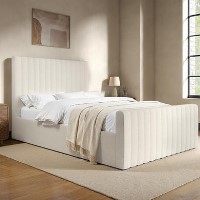 GRADE A1 - Cream Fabric Double Side-Lift Ottoman Bed - Khloe