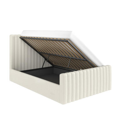 GRADE A1 - Cream Fabric Double Side-Lift Ottoman Bed - Khloe