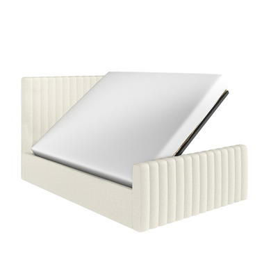 GRADE A1 - Cream Fabric Double Side-Lift Ottoman Bed - Khloe