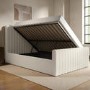 Cream Fabric Small Double Side-Lift Ottoman Bed - Khloe