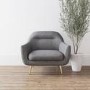 GRADE A1 - Curved Back Armchair in Grey Woven Fabric - Kiko