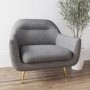 GRADE A1 - Curved Back Armchair in Grey Woven Fabric - Kiko