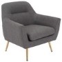 GRADE A1 - Curved Back Armchair in Grey Woven Fabric - Kiko