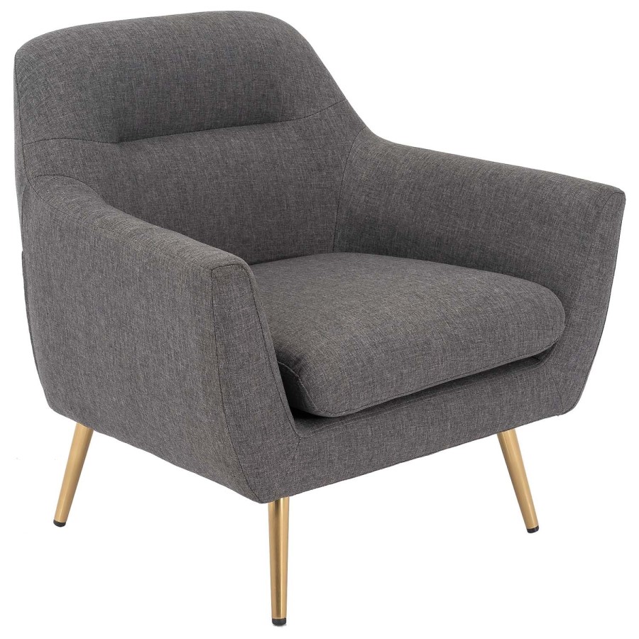 GRADE A1 - Curved Back Armchair in Grey Woven Fabric - Kiko