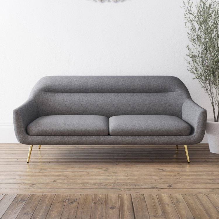 GRADE A1 - Curved Back 2 Seater Sofa in Grey Woven Fabric - Kiko