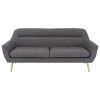 Grey Woven Fabric 2 Seater Sofa with Thin Gold Legs - Kiko