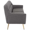 Grey Woven Fabric 2 Seater Sofa with Thin Gold Legs - Kiko