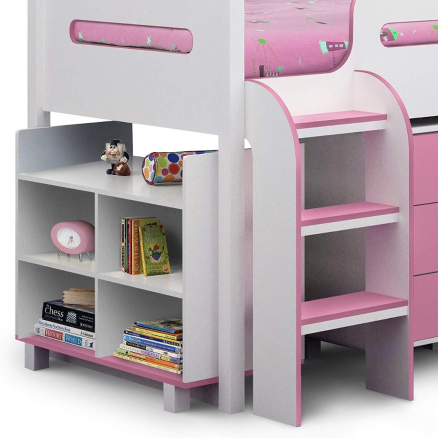 GRADE A2 - Julian Bowen Kimbo Pink Cabin Bed with Pull Out Desk