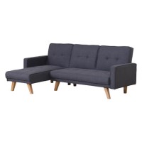 3 Seater Left Hand Facing Click-Clack Chaise Sofa Bed in Grey Fabric 3 Seater Left Hand Facing Click-Clack Chaise Sofa Bed in Grey Fabric