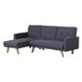 3 Seater Left Hand Facing Click-Clack Chaise Sofa Bed in Grey Fabric