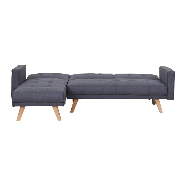 3 Seater Left Hand Facing Click-Clack Chaise Sofa Bed in Grey Fabric