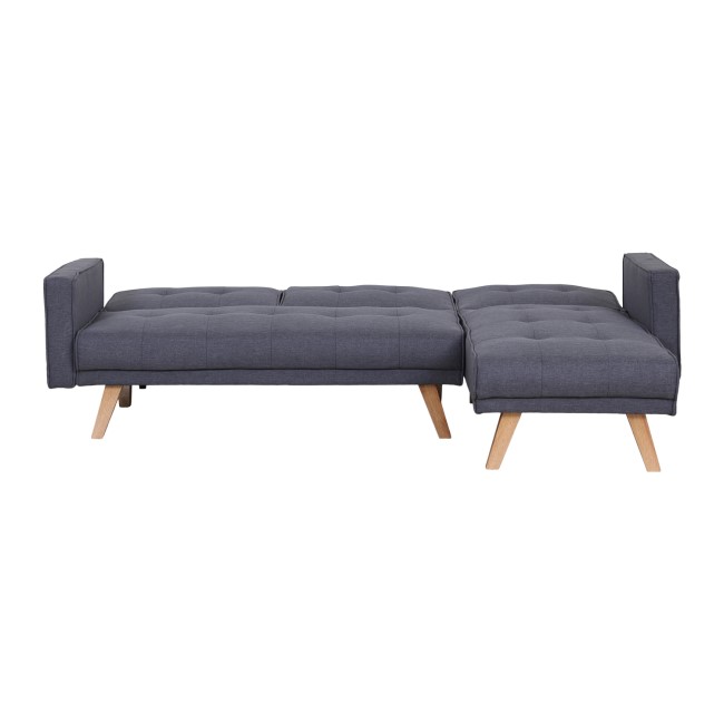 3 Seater Left Hand Facing Click-Clack Chaise Sofa Bed in Grey Fabric