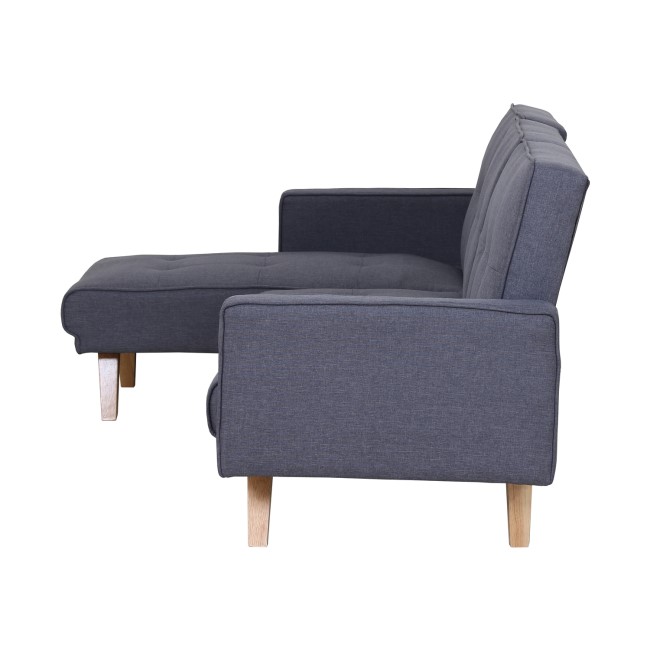 3 Seater Left Hand Facing Click-Clack Chaise Sofa Bed in Grey Fabric