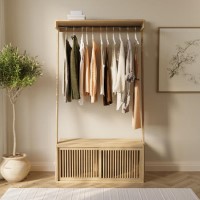 Wooden Open Wardrobe with Shelves - Kiyomi 