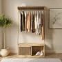 Wooden Open Wardrobe with Shelves - Kiyomi 