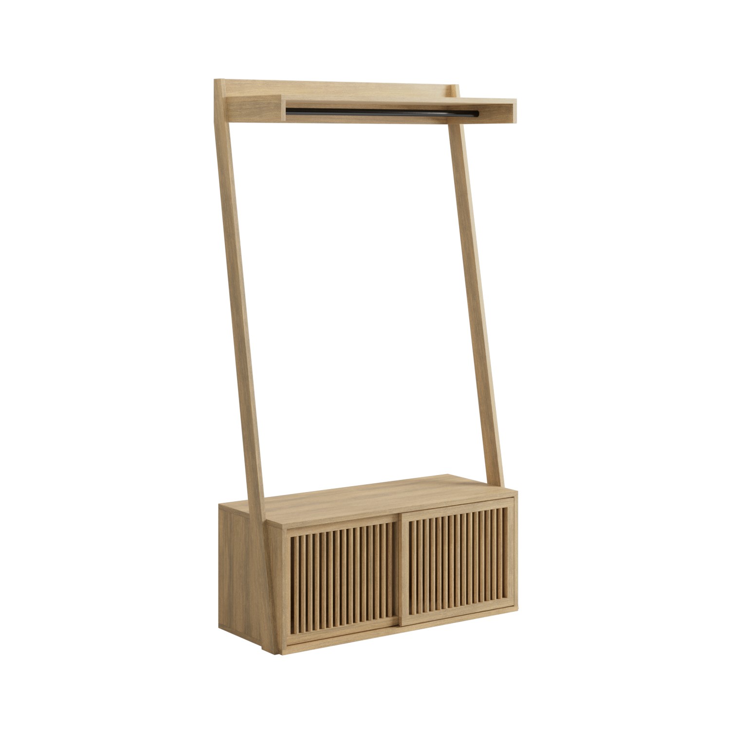 Wooden Open Wardrobe with Shelves - Kiyomi - Furniture123