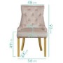 Kaylee Luxury Pair of Velvet Dining Chairs Beige with Oak Legs